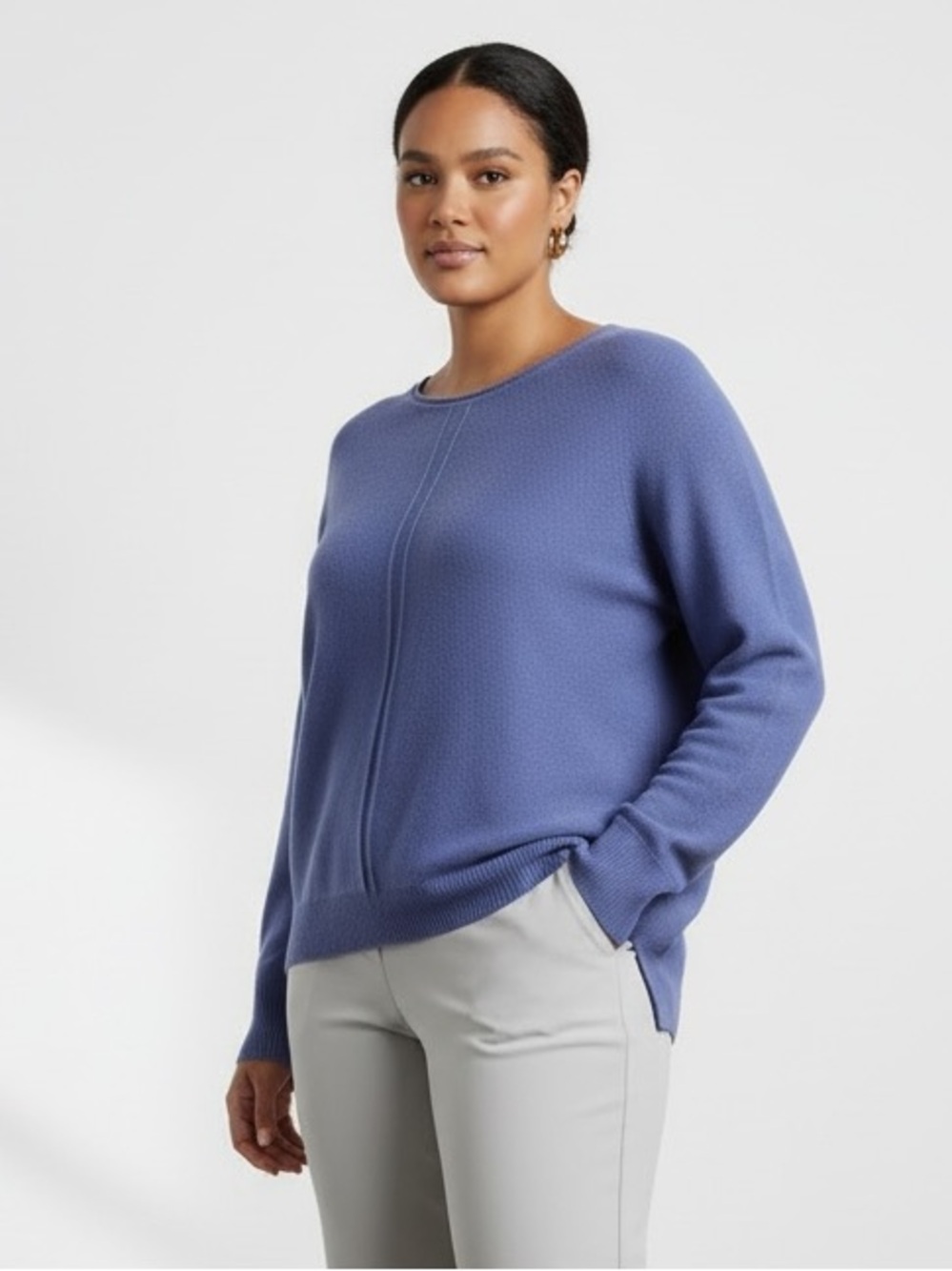 1629 • Dusty Periwinkle Viscose Blend Ultra Soft Varied Hem Dolman Sweater